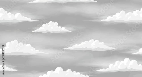 Seamless cloud pattern with grey sky background.