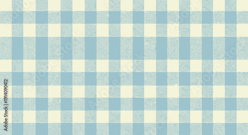 Blue and beige gingham check pattern with texture