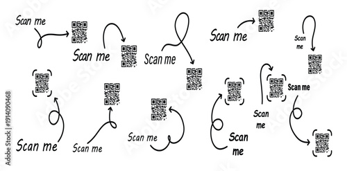scan me vector icon with qr code qrcode tempate for mobile