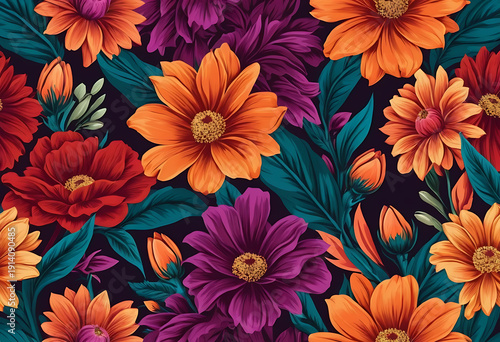 Wallpaper Mural Vibrant colorful gerbera daisies bouquet close-up in dark background floral arrangement nature beauty Torontodigital.ca