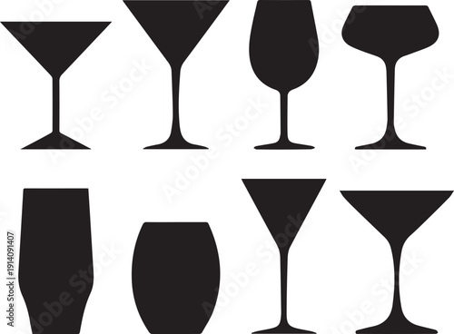 Assorted Waffle Icons in Black and White, Flat Design