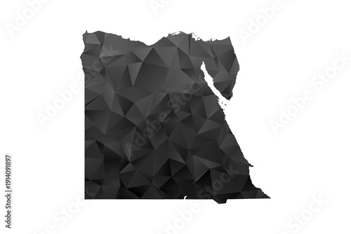 Egypt Map - Polygon Style Vector Illustration in Black and Gray Gradient, Low Poly Geometric Design, Isolated on White Background for Infographics and Education.