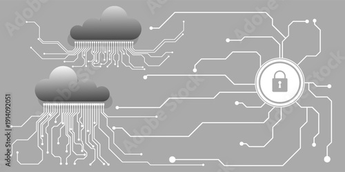 Web cloud technology. Protection concept. System privacy, vector illustration