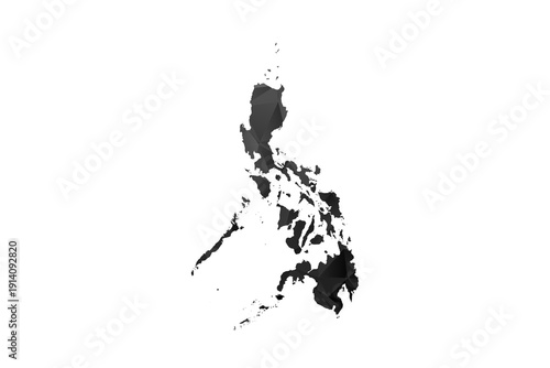 Philippines Map - Polygon Style Vector Illustration in Black and Gray Gradient, Low Poly Geometric Design, Isolated on White Background for Infographics and Education.