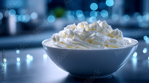 A bowl of fresh whipped cream, ready to be enjoyed