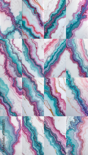 Wallpaper Mural Collection of marble textures with colored veins Torontodigital.ca