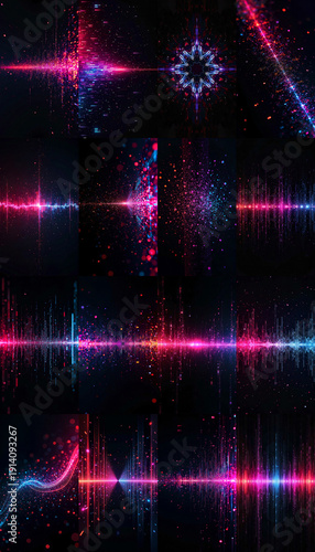 Wallpaper Mural Collection of digital interferences against black background for overlays Torontodigital.ca