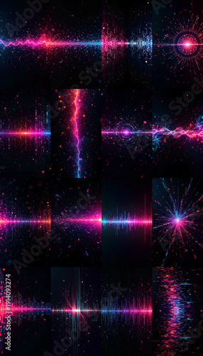 Wallpaper Mural Collection of digital interferences against black background for overlays Torontodigital.ca