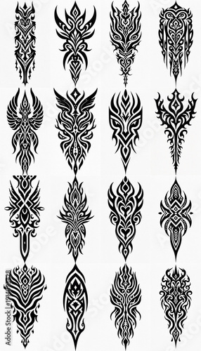 Wallpaper Mural Collection of tribal tattoos in maori pattern against white background Torontodigital.ca
