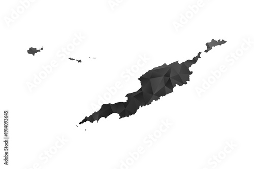 Anguilla Map - Polygon Style Vector Illustration in Black and Gray Gradient, Low Poly Geometric Design, Isolated on White Background for Infographics and Education.
