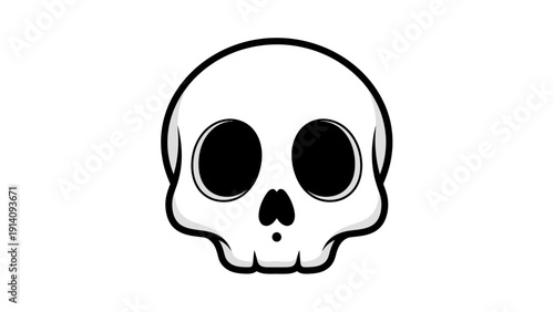 Simple Black and White Skull Illustration.