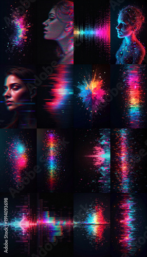 Wallpaper Mural Collection of RGB glitch overlays against black background Torontodigital.ca