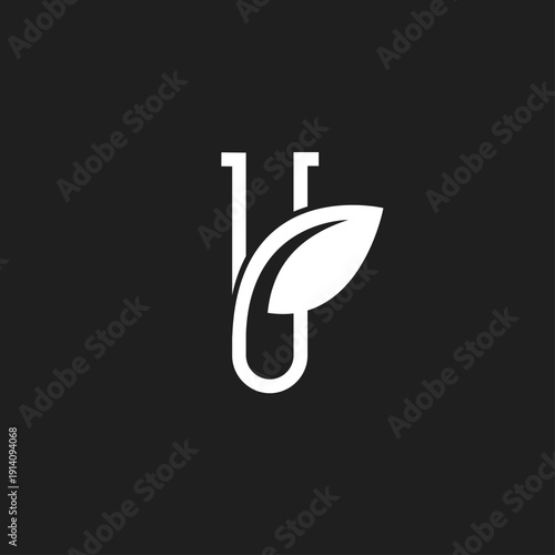 Minimalist Test Tube and Leaf Logo Design for Biotechnology and Natural Science Research
