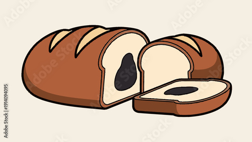 Sliced Chocolate Bread Loaf with Filling.