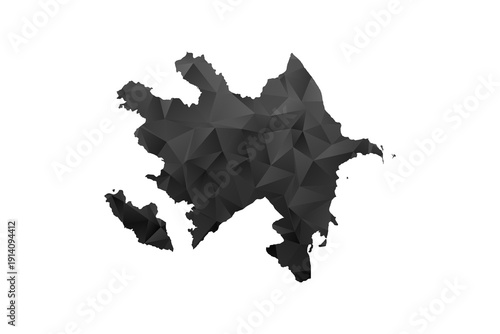 Azerbaijan Map - Polygon Style Vector Illustration in Black and Gray Gradient, Low Poly Geometric Design, Isolated on White Background for Infographics and Education.
