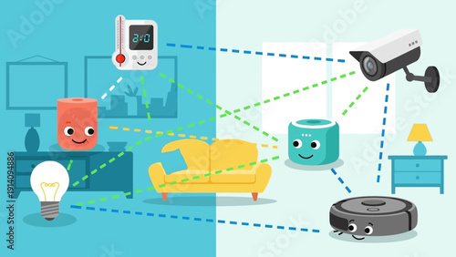 Smart Home Devices and Appliances Connected.
