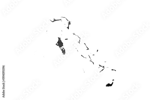 Bahamas Map - Polygon Style Vector Illustration in Black and Gray Gradient, Low Poly Geometric Design, Isolated on White Background for Infographics and Education.