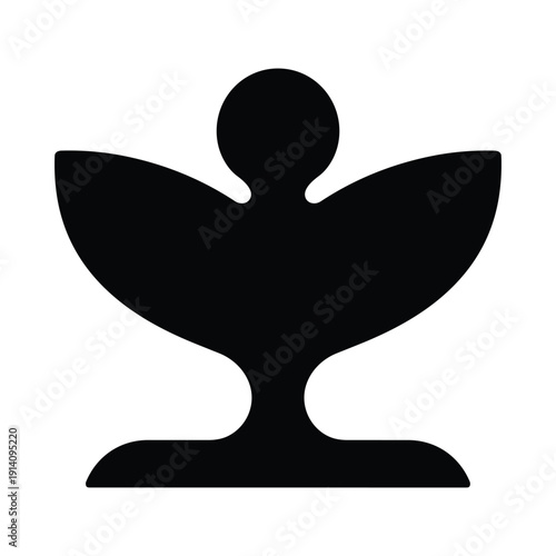Simple black silhouette of a person in a meditative yoga pose on a white background