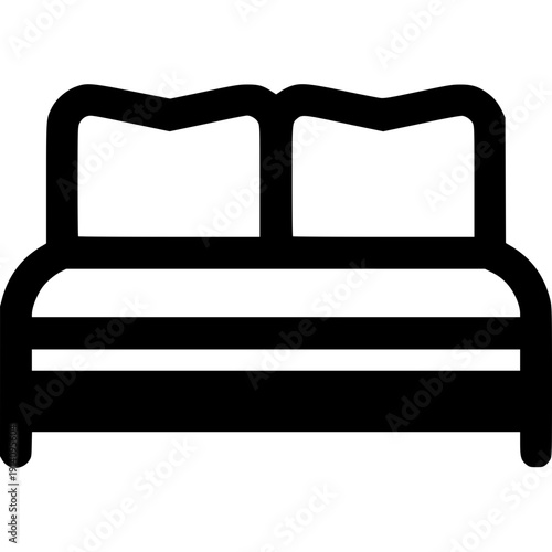 Black bed icon vector illustration with simple silhouette design for hotel and sleep symbol