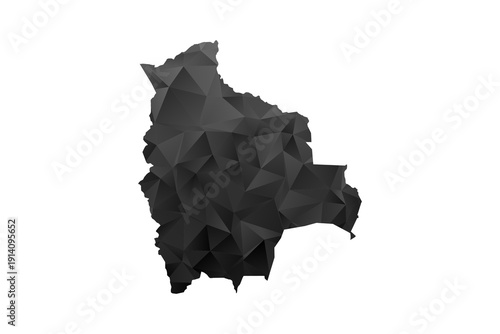 Bolivia Map - Polygon Style Vector Illustration in Black and Gray Gradient, Low Poly Geometric Design, Isolated on White Background for Infographics and Education.