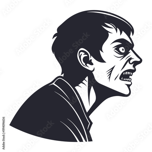 A black and white image of a vampire