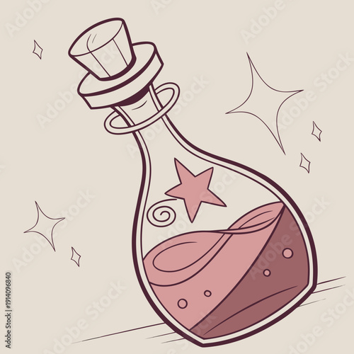 A pink potion bottle with a star inside
