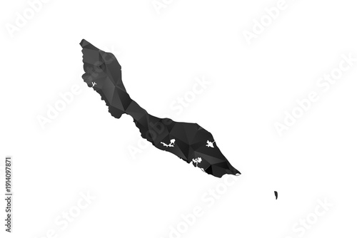 curacao Map - Polygon Style Vector Illustration in Black and Gray Gradient, Low Poly Geometric Design, Isolated on White Background for Infographics and Education.