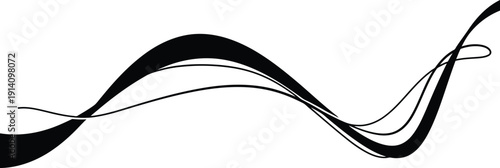 Black Wavy Lines on White Background