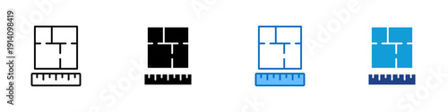 Floor Plan Multiple Style Icon Design Vector - Floor plan with ruler representing architectural measurement, space planning, and building layout accuracy
