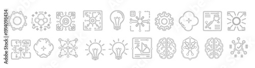 brain idea network silhouettes line art collection