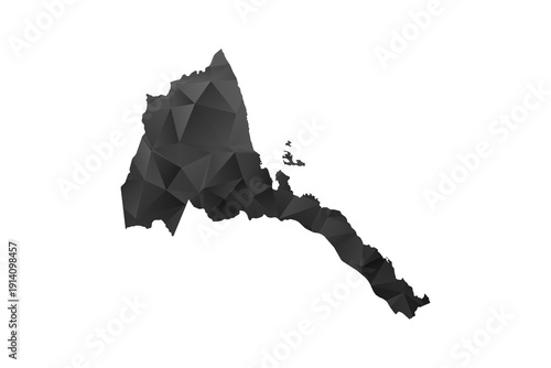 Eritrea Map - Polygon Style Vector Illustration in Black and Gray Gradient, Low Poly Geometric Design, Isolated on White Background for Infographics and Education.