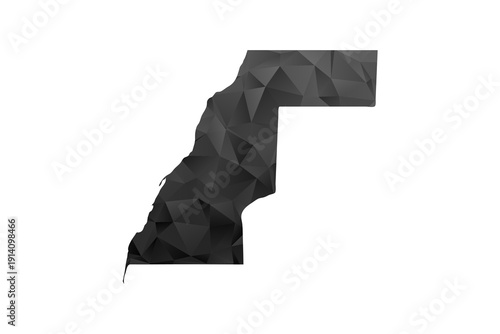 Western Sahara Map - Polygon Style Vector Illustration in Black and Gray Gradient, Low Poly Geometric Design, Isolated on White Background for Infographics and Education.