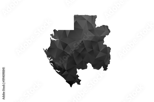 Gabon Map - Polygon Style Vector Illustration in Black and Gray Gradient, Low Poly Geometric Design, Isolated on White Background for Infographics and Education.