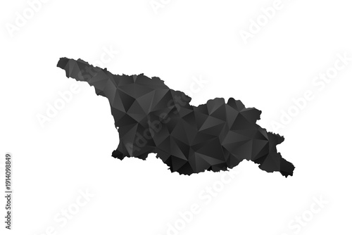 Georgia Map - Polygon Style Vector Illustration in Black and Gray Gradient, Low Poly Geometric Design, Isolated on White Background for Infographics and Education.