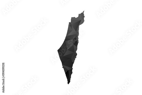 Palestine Map - Polygon Style Vector Illustration in Black and Gray Gradient, Low Poly Geometric Design, Isolated on White Background for Infographics and Education.