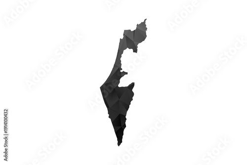 Palestine Map - Polygon Style Vector Illustration in Black and Gray Gradient, Low Poly Geometric Design, Isolated on White Background for Infographics and Education.
