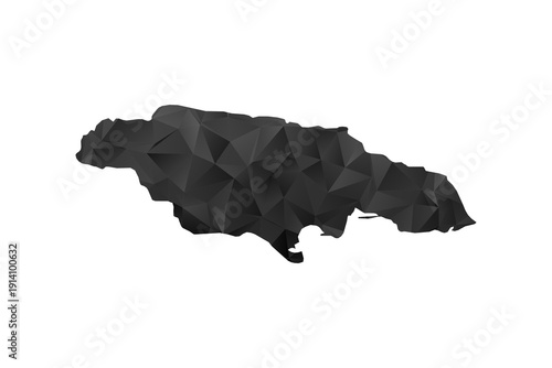 Jamaica Map - Polygon Style Vector Illustration in Black and Gray Gradient, Low Poly Geometric Design, Isolated on White Background for Infographics and Education.