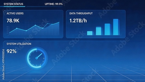 System status dashboard with metrics