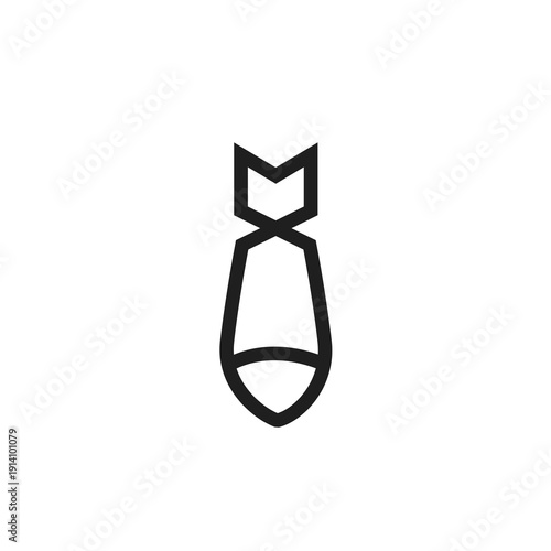Stylized Bomb Icon Black Line Art Vector Illustration