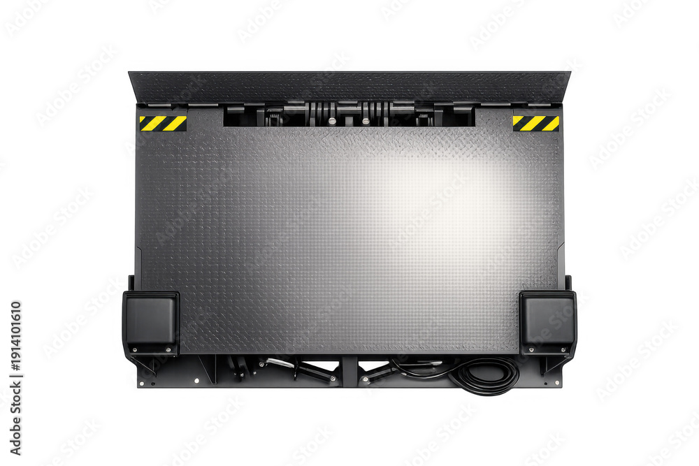 Obraz premium Modern industrial liftgate mechanism with textured platform and safety markings