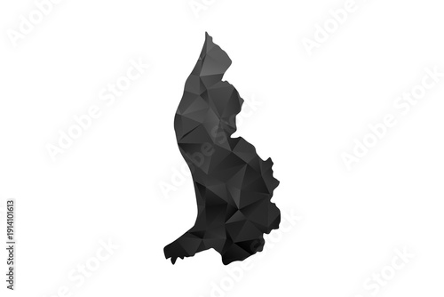 Liechtenstein Map - Polygon Style Vector Illustration in Black and Gray Gradient, Low Poly Geometric Design, Isolated on White Background for Infographics and Education.