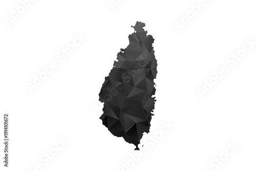 Saint Lucia Map - Polygon Style Vector Illustration in Black and Gray Gradient, Low Poly Geometric Design, Isolated on White Background for Infographics and Education.