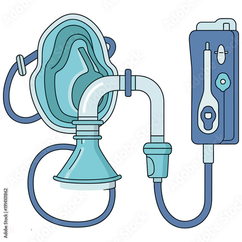 Medical Oxygen Mask and Nebulizer Machine Illustration.