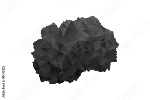 Macedonia Map - Polygon Style Vector Illustration in Black and Gray Gradient, Low Poly Geometric Design, Isolated on White Background for Infographics and Education.