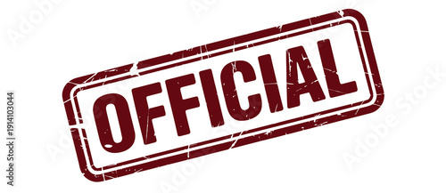 Red official, stamp isolated on white background, featuring bold rubber stamp typography ideal for legal documents, corporate paperwork, certifications, approvals, and formal administrative design pr