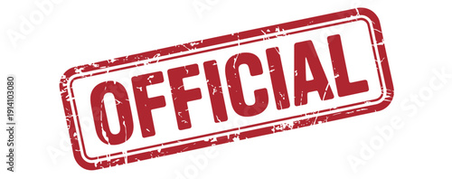 Red official, stamp isolated on white background, featuring bold rubber stamp typography ideal for business documents, legal paperwork, certifications, approvals, and administrative design projects