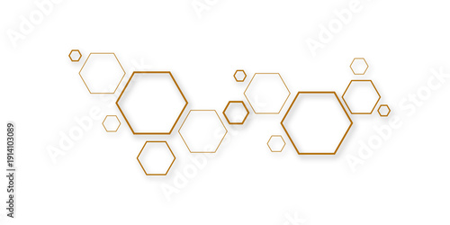 Modern White Background With Luxury Gold Hexagonal Pattern For Contemporary Decor