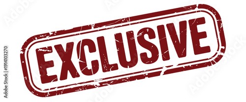 Red exclusive rubber stamp isolated on white background with bold distressed typography, perfect for marketing promotions, limited offers, VIP products, retail campaigns, and business branding designs