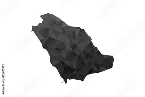 Saudi Arabia Map - Polygon Style Vector Illustration in Black and Gray Gradient, Low Poly Geometric Design, Isolated on White Background for Infographics and Education.