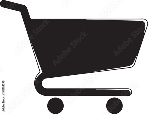 Black shopping cart icon isolated on transparent background